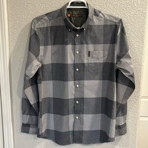 Ben Sherman Regular Fit Stretch Woven Shirt Grey Size L 97% Cotton 3% Spandex